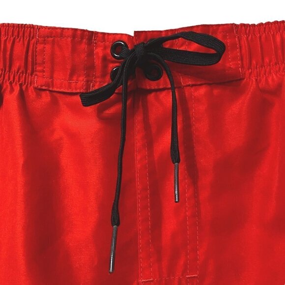 NIKE Swim Trunks XL Red Black Elastic Waist Board Shorts - Picture 7 of 13
